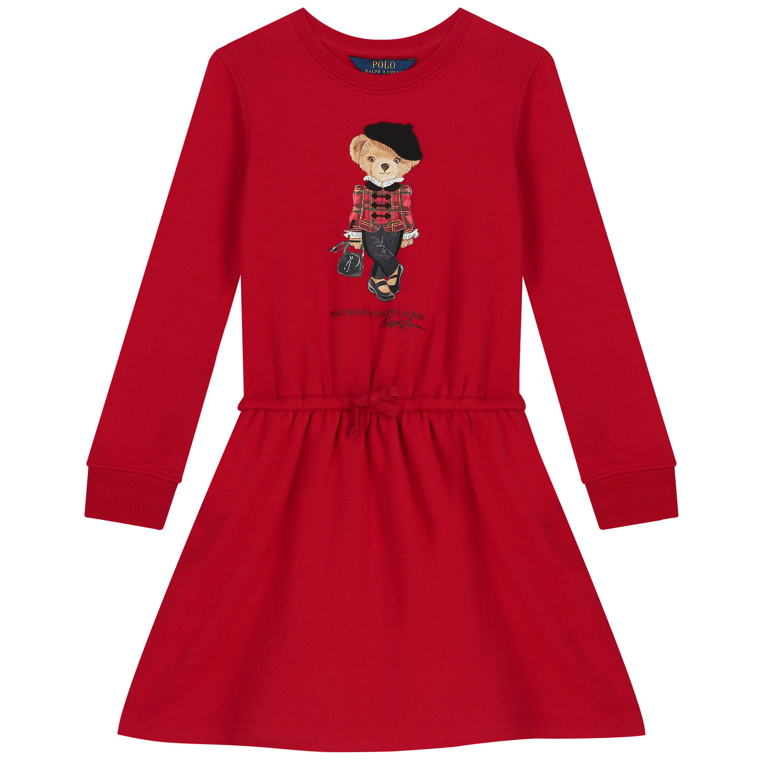 Girls Red Polo Bear Dress, 1, hi-res